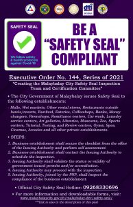 Protect your business and your customers! Be a “SAFETY SEAL” compliant.