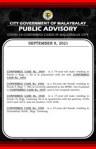 Public Advisory: Confirmed Cases Narrative as of September 8, 2021