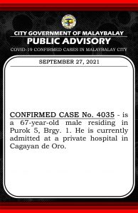 Public Advisory: Confirmed Cases as of Today