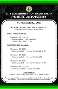 Public Advisory: Vaccination Schedule