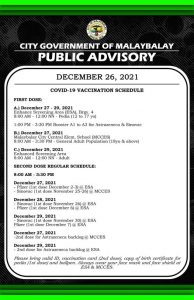Public Advisory: Covid-19 Vaccination Schedule