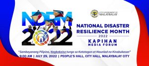 Kapihan 2022 in celebration of Disaster Resilience Month via Facebook Live on July 29, 2022 9:00 AM
