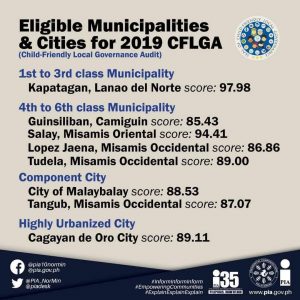 Eligible Municipalities & Cities for 2019 CFLGA