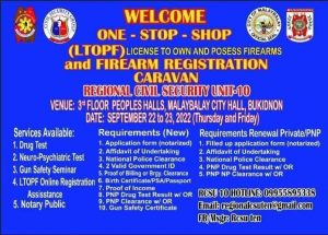 One-Stop-Shop (LTOPD) License to own and posses firearms and firearm registration caravan